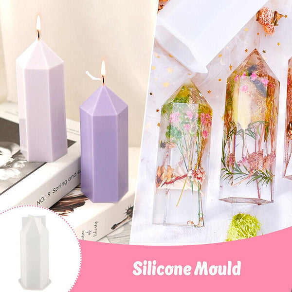 Epoxy Resin Silicone Mold DIY Crystal Flower Candle Making Mould Hexagonal Cone