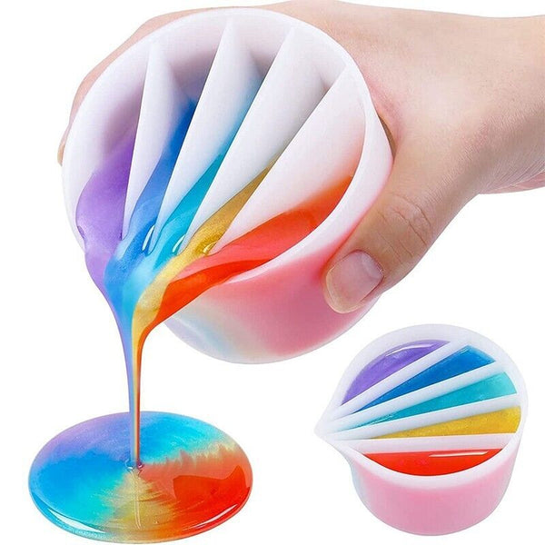 Split Cup Silicone Pouring Tool for Acrylic Paint Epoxy Resin DIY Art Craft Kit.