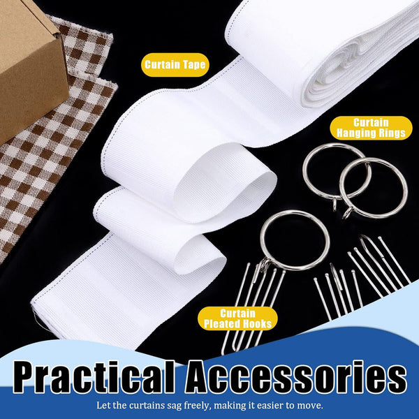 6M Curtain Heading Pleat Tape 4 Prongs Curtain Pleat Hook Clip Curtain Eyelet AU