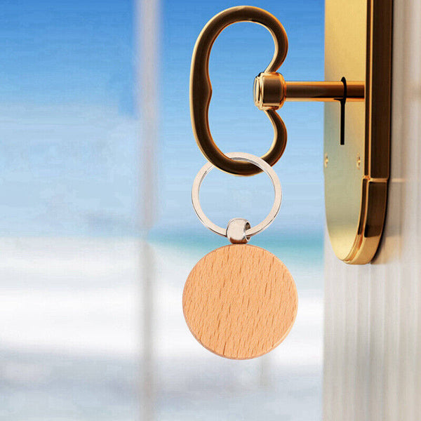 20Pcs Blank Round Wooden Keychain DIY Wooden Keychain Key Tag Gift Collectables