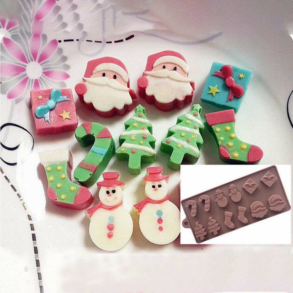 Christmas Cookies Cake Mould Jelly Silicone Chocolate Baking Mold Soap Ice Tray