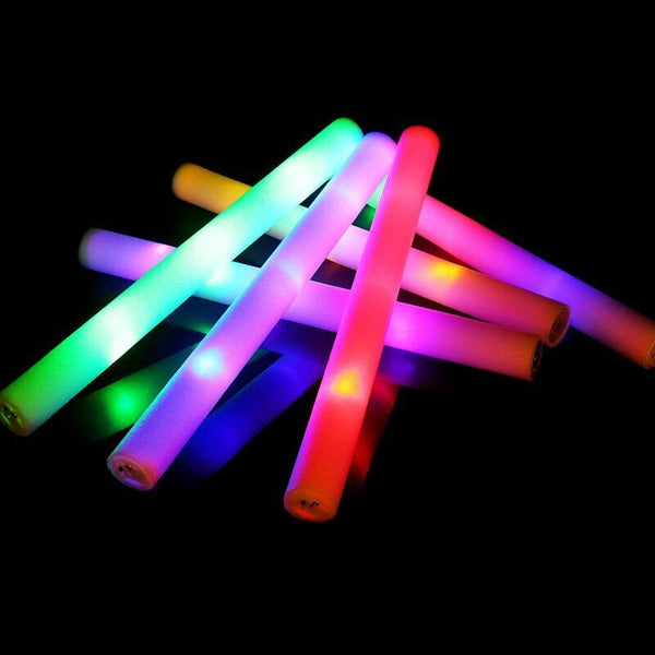 LED Foam Sticks RGB Thunder Wand Glow Sticks Flashing Light Rave Party