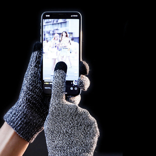 1/2pairs Women Men Warm Touch Screen Soft Wool Winter Gloves Warmer Mobile Phone