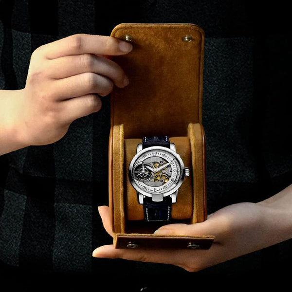 Travel Watch Storage Box Portable Vintage Leather Watch Roll Display Case Pouch