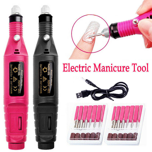 Electric Nail Drill File Tools Nail Machine Acrylic Art Manicure Pen Shaper Kit