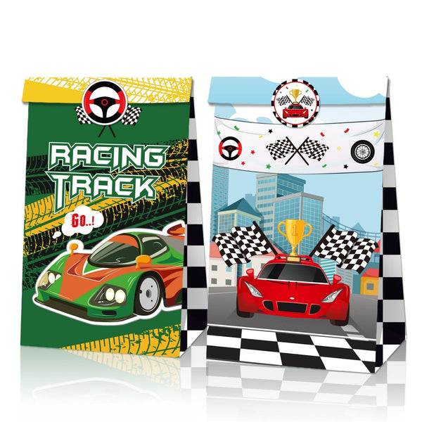 12PCS Racing Car Paper Lolly Gift Bag & 18pcs Stickers Party Supplies
