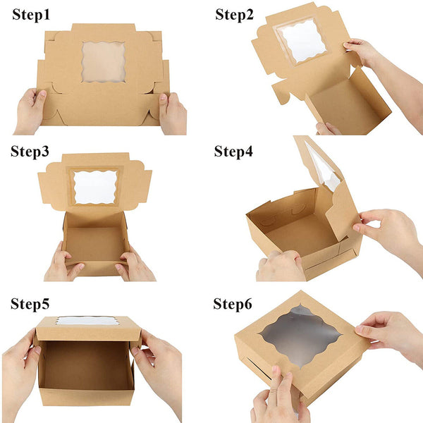 UP 200X Cupcake Boxes Cake Boxes with Clear Window Wedding Kraft paper Box Cases