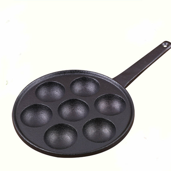 7Holes Dimple Cast Iron Poffertjes Mini Dutch Pancake Pan Handle Braised Octopus