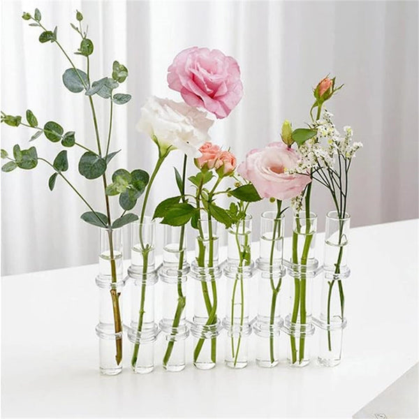 8pcs/Set Hinged Flower Vase Glass Test Tube Vases for Flowers Hydroponic Flower