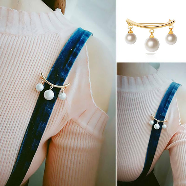 1X Three Pearl Design Dress Cardigan Blouse Shawl Clip Brooch Pin Metal Alloy AU