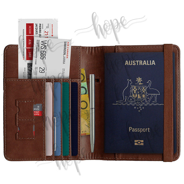 Travel Passport ID Wallet Holder Cover RFID Blocking Card Case Cover PU Leather - Lets Party