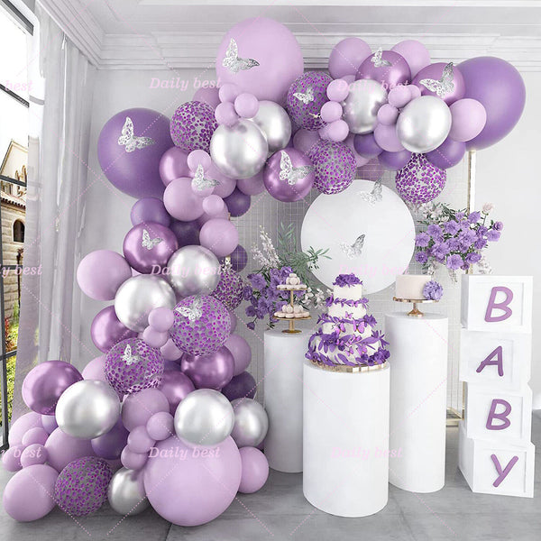 140pcs Butterfly Purple Balloon Arch Kit Garland Birthday Wedding Party Decor AU