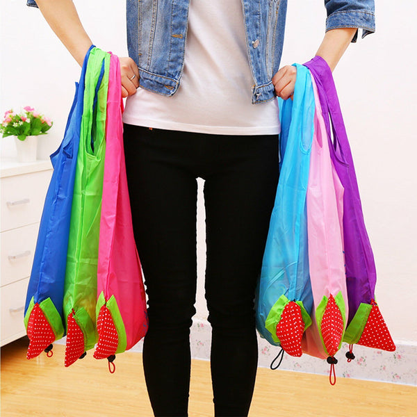 10x Reusable Foldable Shopping Bags Grocery Travel Carry Bag Storage Strawberry