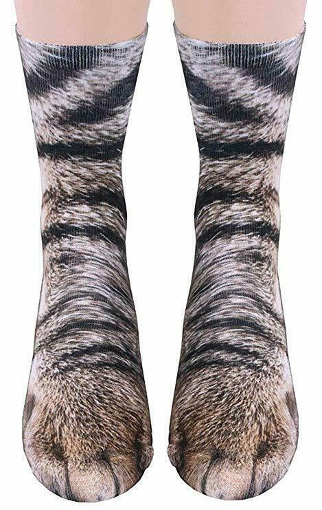 UP4x 3D Print Cat Animal Paws Crew Socks-Novelty Funny Gift for Kids Men Women