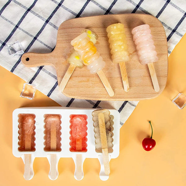 4 Cell Silicone Ice Cream Mold Juice Ice Lolly Maker Ice Lolly Pop Mould AUS - Lets Party