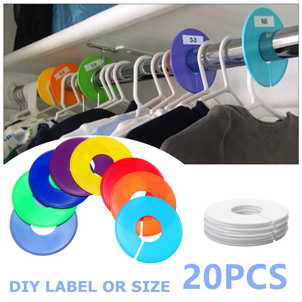 20PCS Round Size Dividers Clothing Blank Rack Clothes Stores Hangers Ring AU DIY