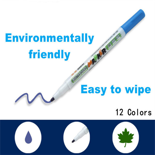 24PCS 12 Colouring Dry Erase Marker Pens Easy Whiteboard Wipe Clean Book Kids AU