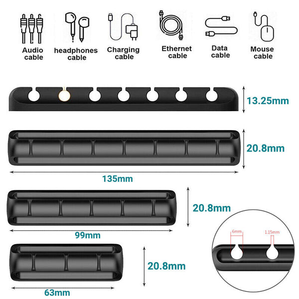 3x USB Charge Cable Holder Desk Cable Clips Organizer Cord Management 3/5/7Cilps