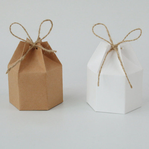 50Pcs Xmas Candy Gift Box Bag Pillow Favor Kraft Paper Gift Favour Wedding Party