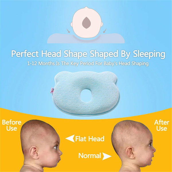 Baby Infant Newborn Memory Foam Pillow Prevent Flat Head Protect Neck Anti Roll