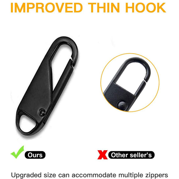 16x Zipper Pull Tab Replacement Metal Zip Head Slider Puller Handle Bottom Stop