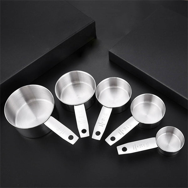 5 Pcs Stainless Steel Measuring Cups and Spoons Set Kitchen Baking Gadget Tools