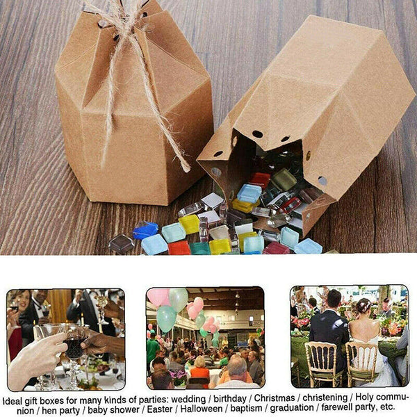 50Pcs Xmas Candy Gift Box Bag Pillow Favor Kraft Paper Gift Favour Wedding Party