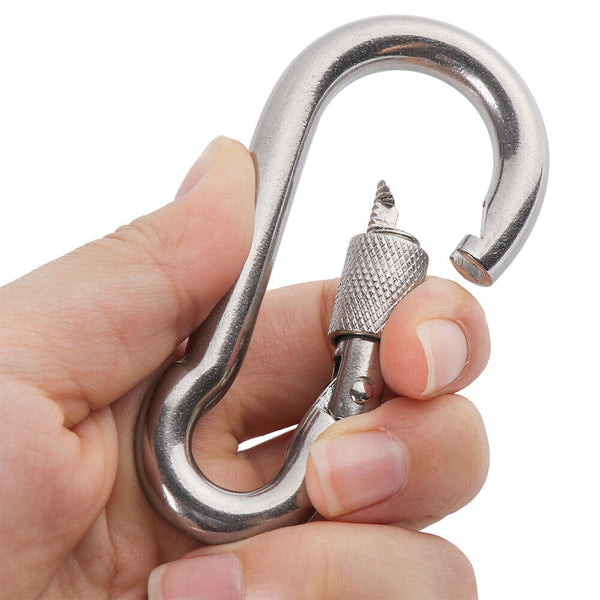 UP 10X 80mmx8mm Carabiner Snap Hook Clip Keyring Camping Climbing Lock Key Ring