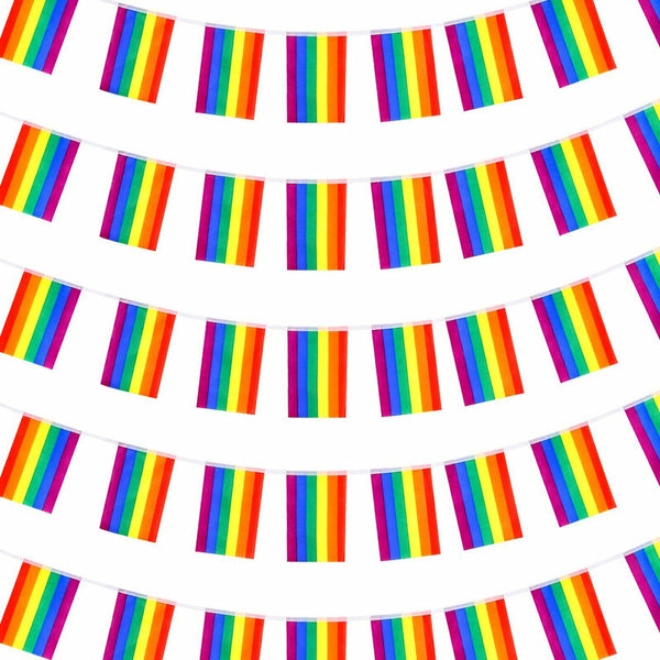 20x 5.5M Rainbow String Flag Gay LGBT Lesbian Pride Mardi Gras Party Banner Outd