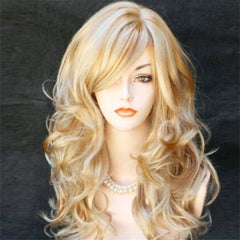 1/2PCS Blonde Wigs Wavy Curly Long Heat Resistant Fiber Costume Lace Front Short