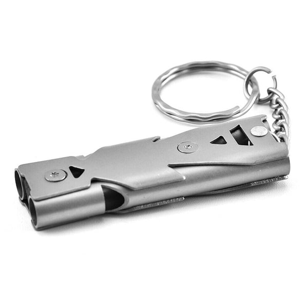 Double Tube Survival Emergency SOS Stainless Steel Outdoor Whistle Lifesaving