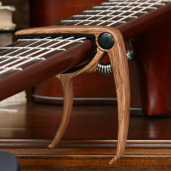 Alloy Quick Change Grain Clamp Key Capo Wood For Acoustic Electric Guitar Bass A