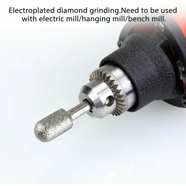 20pcs 6mm Head Diamond Burr Grinding For Dremel Rotary Drill Bit 3mm Shank Tool