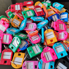 20pcs Plastic Key Ring Tags Name Tag Keyring Keychain Luggage Tags Colourful AU