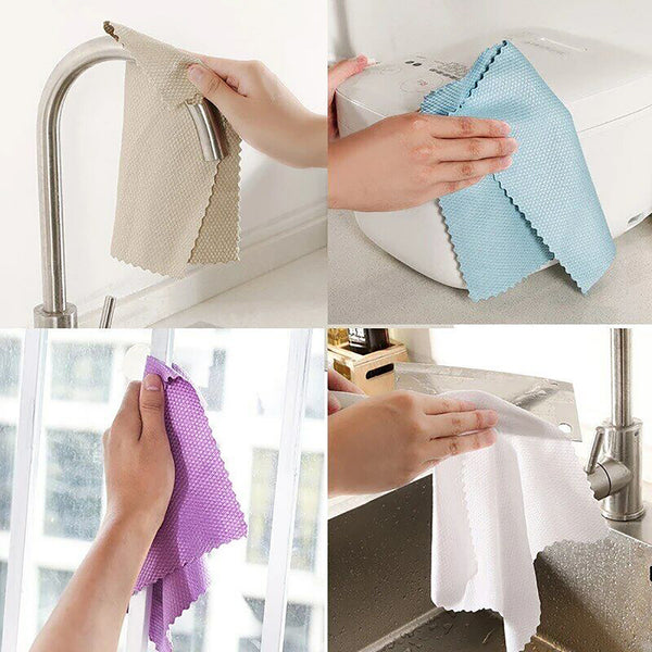 5/10X Fish Scale+Microfiber+Glass Cleaning Cloth Set Polish Towel  Wipes Bulk AU