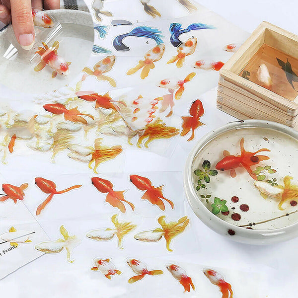 UP 50X Resin Painting Goldfish Sticker 3D Water Paint Clear Film DIY Decor Gift