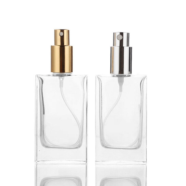 100ml Refillable Perfume Atomizer Empty Flat Glass Spray Bottle Containers Clear