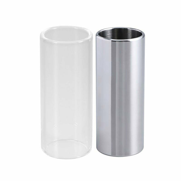 UP 4Pcs Guitar Slide Glass and Stainless Steel Finger Tubes for Guitar Bass 60mm