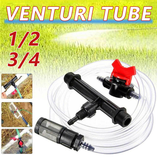 Auto Irrigation Venturi Fertilizer Kit Injector Water Tube Switch Filter 3/4