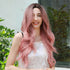 Women Long Wig Color Pink hair Ombre Rose Hair Taro Hairstyle Black Wavy hair AU