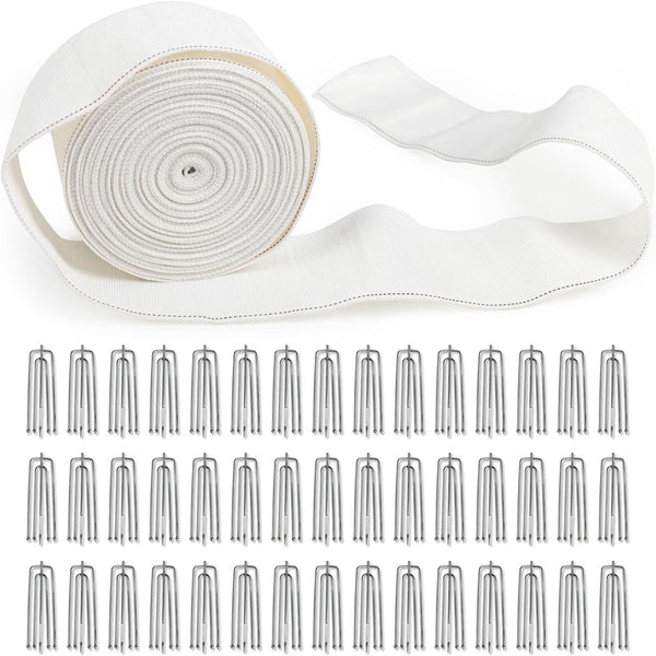 6M Curtain Heading Pleat Tape 4 Prongs Curtain Pleat Hook Clip Curtain Eyelet AU