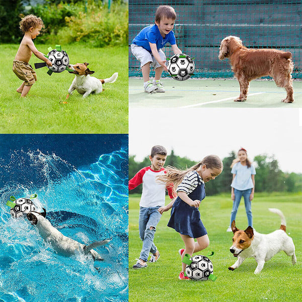 Interactive Toy w/Grab Water Tabs Tug Pet Football Dog Soccer Ball w/Pump