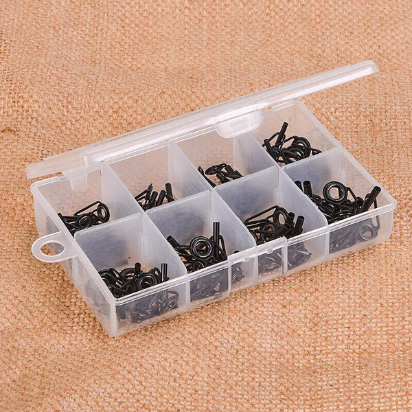 UP 400 Fishing Rod Guide Set Tackle Tips Repair Kits Ring 8 Size Stainless Steel