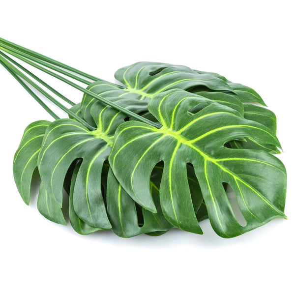 20x Artificial Tropical Hawaiian Palm Monstera Leaves Party Fake Luau Decoration