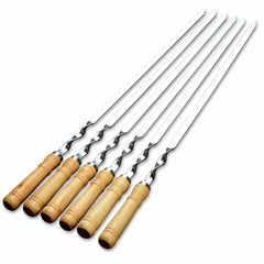 Kebab Skewers 6pk – Flat Stainless Steel BBQ Sticks
