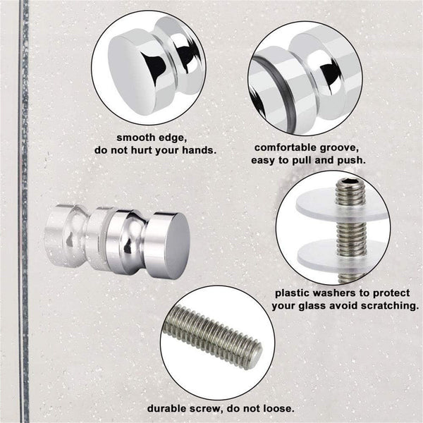 Back-to-Back Glass Door Knob Puller Push Handle Bathroom Shower Aluminum Alloy
