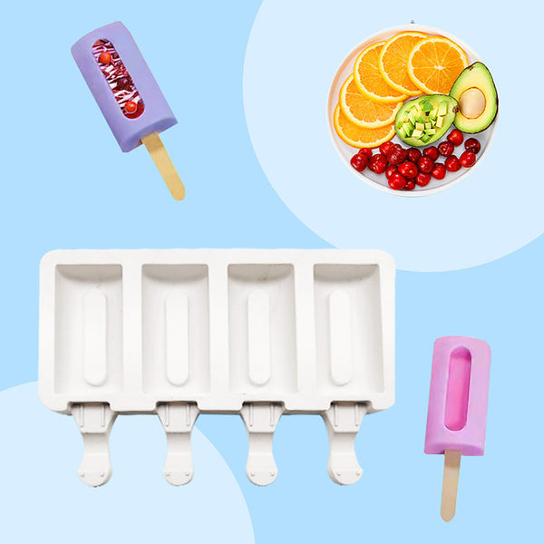4 Cell Silicone Ice Cream Mold Juice Ice Lolly Maker Ice Lolly Pop Mould AUS - Lets Party