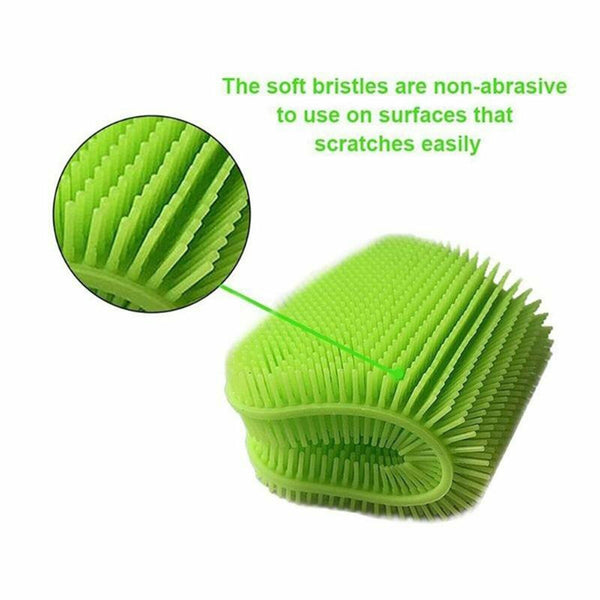 4X Home Kitchen Silicone Scrubber Sponge Brush Dish Pot Pan Washing Cleaning AUS - Lets Party