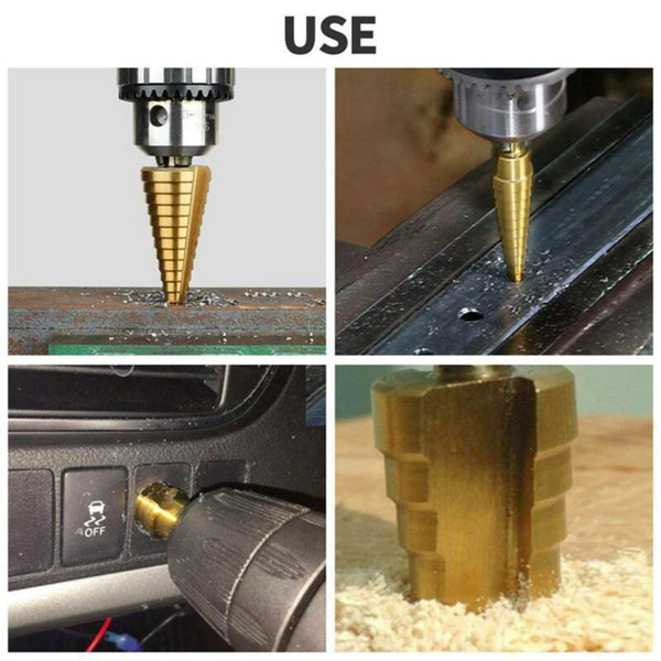 3pcs NEW HSS Steel Step Cone Drill Titanium Bit Set Hole Cutter 3/12mm 4-12/20mm