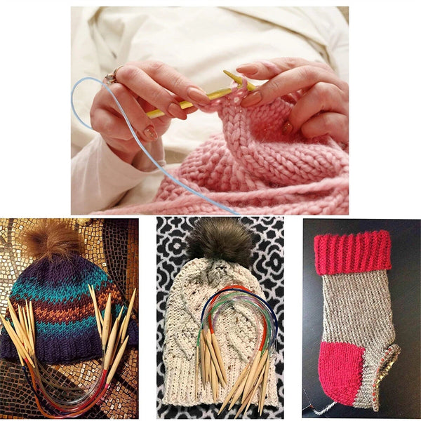 18PCS/Set 120CM Tube Carbonized Circular Bamboo Knitting Needles Yarn Tools AU